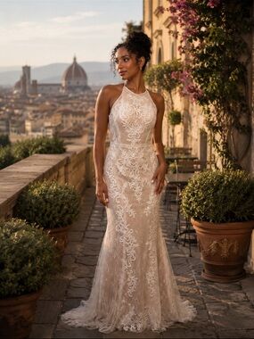 Gorgeous Off white Lace-Overlay Bridal beaded Gown by Andrea&Leo❤️10